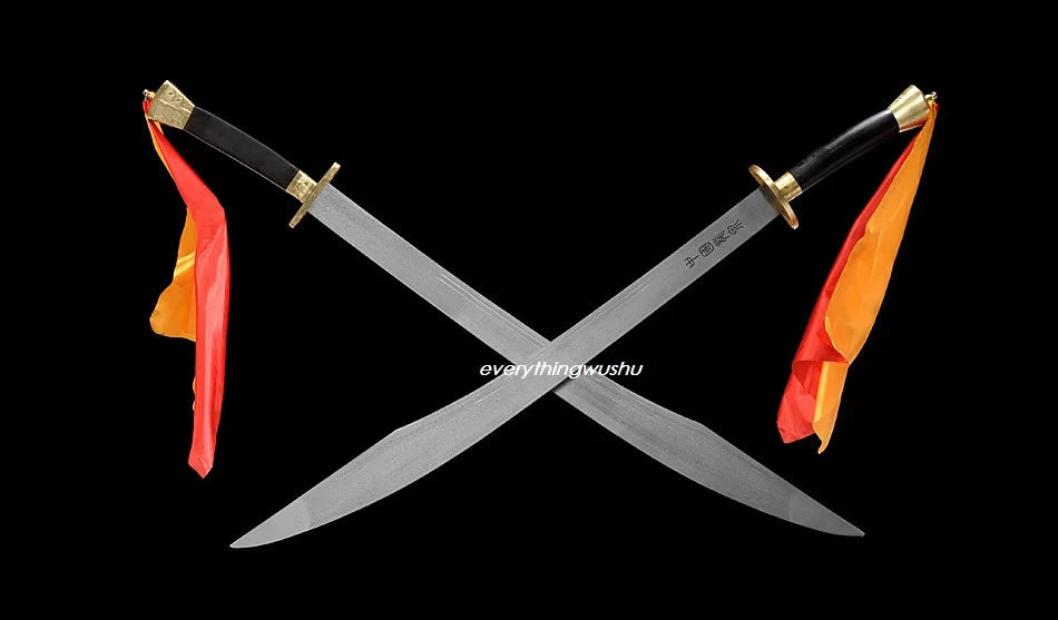 

Damascus Steel Tai Chi Double Broadswords Kungfu Double Swords Wushu Swan Dao