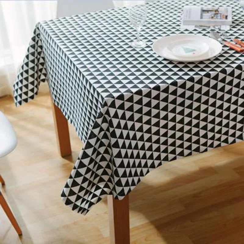 Nordic Minimalist Triangular Black And White Tablecloths Cotton Nordic Minimalist Triangular Black And White Tablecloths Cotton Linen Rectangular Modern Art Coffee Table Tablecloth In From Home Garden On