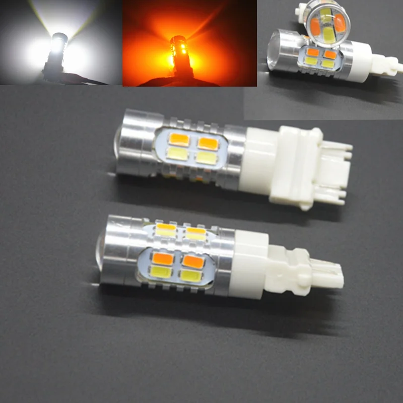 2x 3157 White Amber Dual Color Switchback LED Turn Signal Light Bulbs