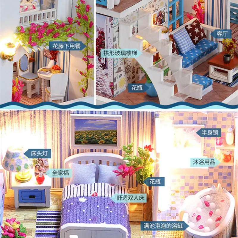 WINCO 3D DIY Миниатюрный Кукольный дом мебель Комплект С Пылезащитным покрытием ручные сборные игрушки для детей день рождения креативный подарок кукольный домик