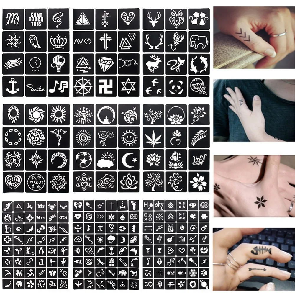 Buy 100pcs Mixed Design Sheets Stencils for Body