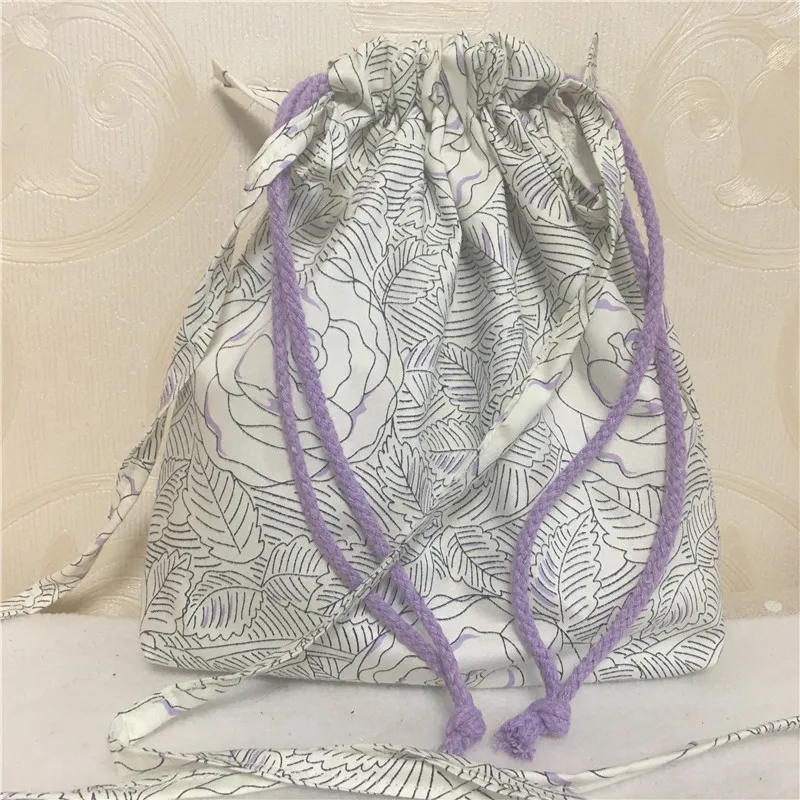 

YILE Cotton Twill Drawstring Coin Phone Bag Organizer Pouch Rose Flower Motif Cross Body Strap 8308f