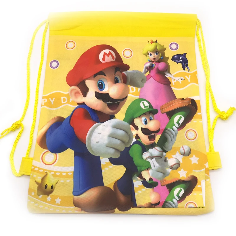 1 PCS С Днем Рождения вечерние Super Mario желтый Mochila малыш душ Мальчики спрос среди детей с кулиской милые подарки сумки события поставок