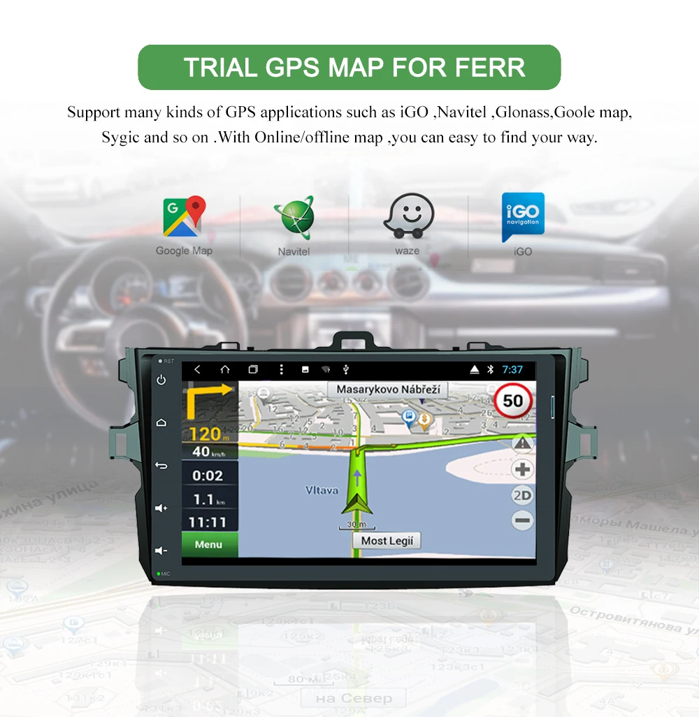 Clearance Bonroad Android Car Multimedia Video Player For Corolla Car Video DVD Player  Rds GPS Navigation bluetooth  RAM 4G ROM 64G 7