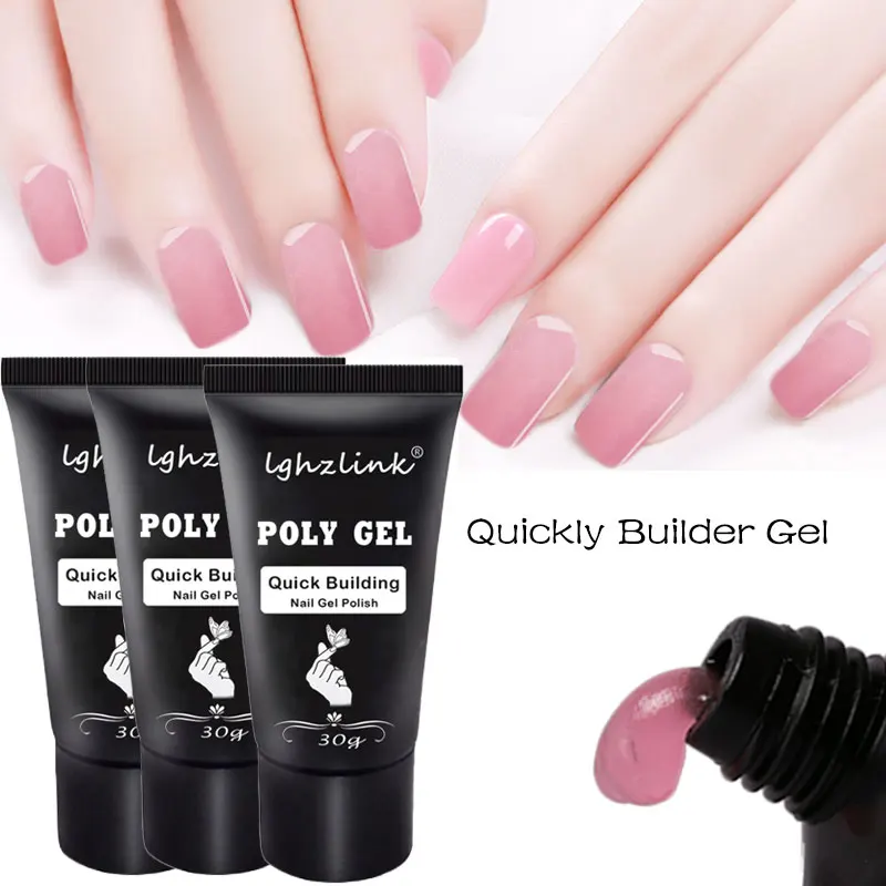 

Lghzlink Pink Poly Gel 30g Finger Extension Nail Tools Nail Art Tips UV Soak Off Gel Polish Slip Solution Nail Acrylic PolyGel