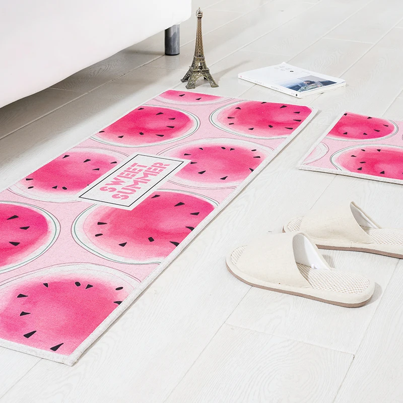

Fruit pattern MAT Square Cushion Kitchen Door Pad Bathroom Non-slip Remove dust Door Mats Table Carpet Bedding watermelon rugs