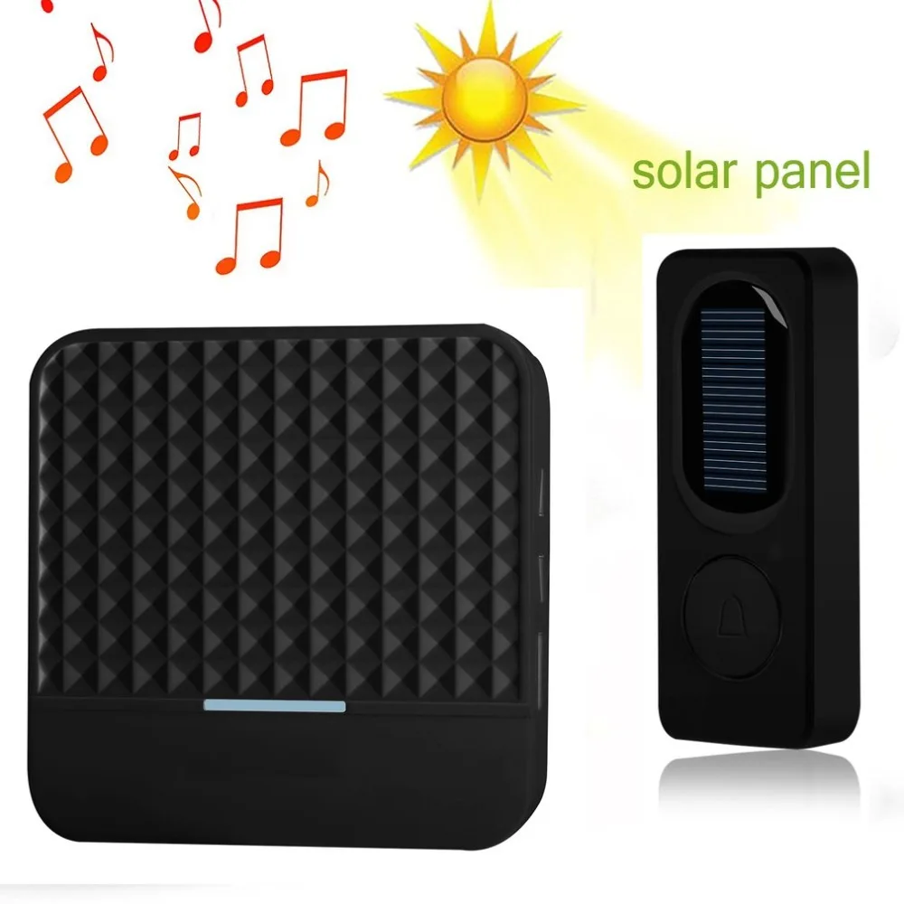 

Solar Powered Wireless Doorbell Alert System LED Light Intelligent Home Door Bell 300M Range 52 Chimes Electric Doorbell 2019