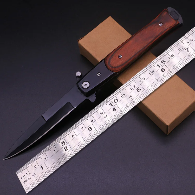 

Free shipping Folding Knife Tactical Pocket Knife Rescue survival Handmade Knives wood handle Camping Hunting knife 2 colors