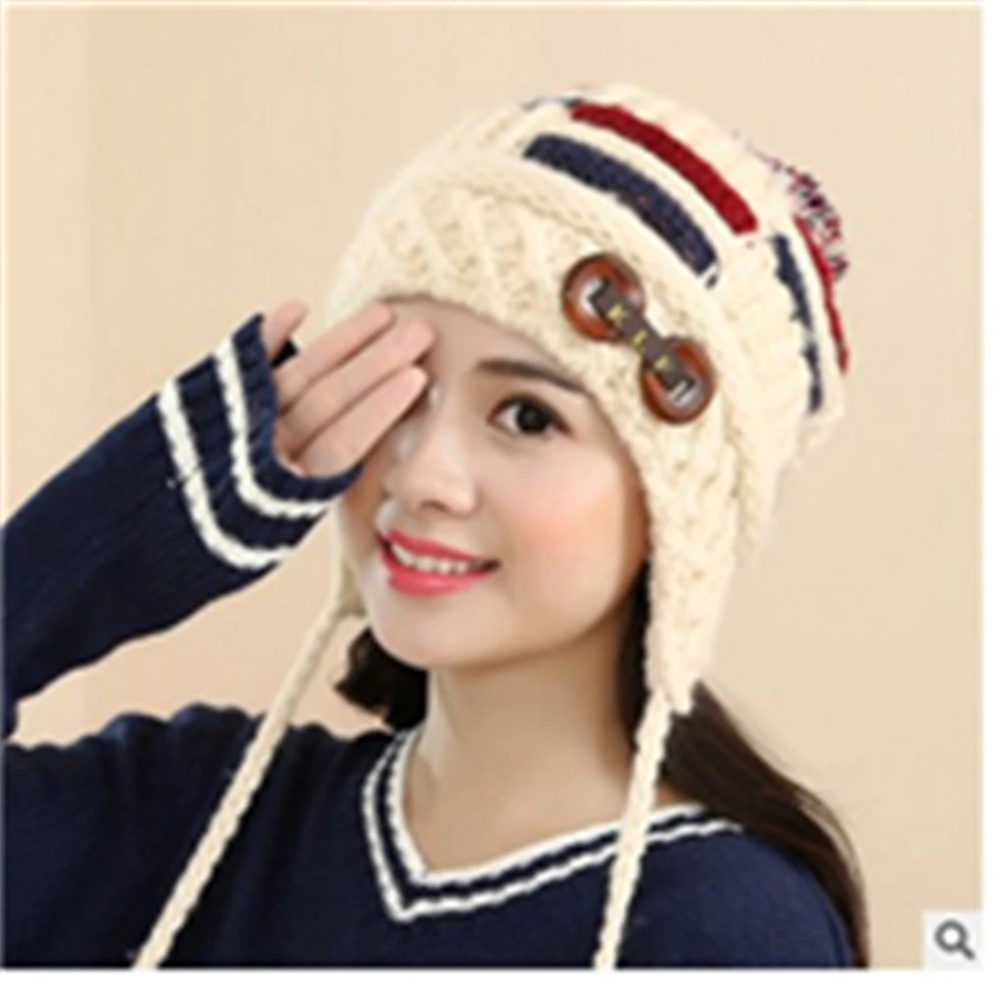 Winter hats women Han edition cute hat fashion more add wool knitted