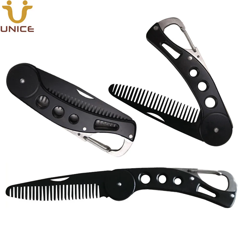 50 PCS Metal Folding Comb for Men Pocket Beard Comb Foldable Black Stainless Steel Custom LOGO for Hair Mustache custom customized leaflet booklet folding catalogs business brochure flyer