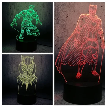

Black Panther 3D LED Lamp teenager bedroom desk sleep lighting lava creative display night light exhibition movie fans best gift