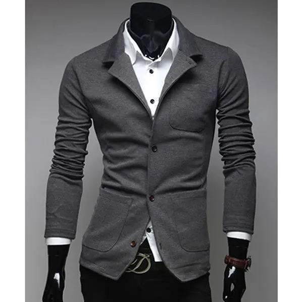 Брендовый весенний мужской однобортный костюм модная повседневная трикотажная одежда Лидер продаж - Цвет: Grey