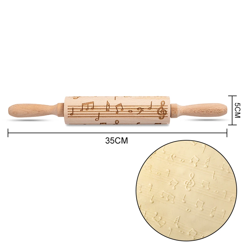 Стиль тиснение скалка для выпечки печенья лапши печенье, фондан, пирог тесто с гравировкой ролик дерево подарки 15 цветов - Цвет: music S