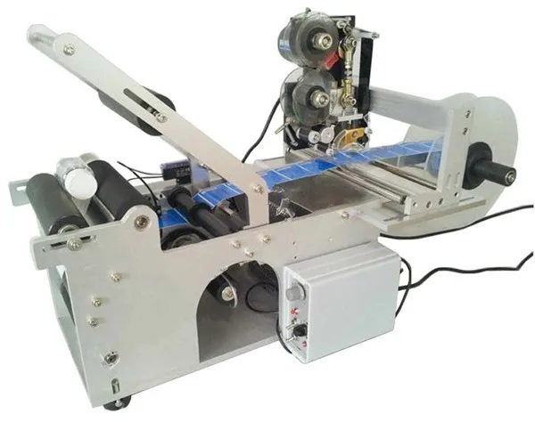 Manual bottle labeling machine with hot stampping coder