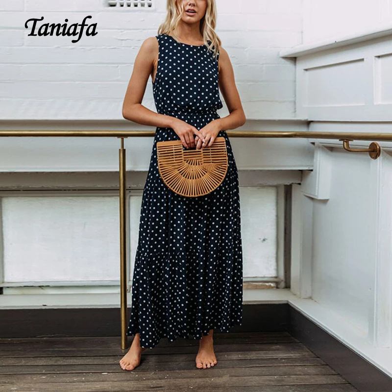 Women Dressses New Summer Ankle length A Line Navy Long Maxi Dress Sexy