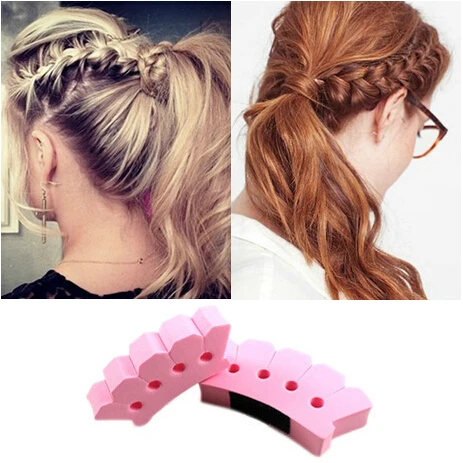 2ピースファッションヘアスタイリングスポンジ三つ編みマシン新しいdiyスポンジマジックブレイダー髪