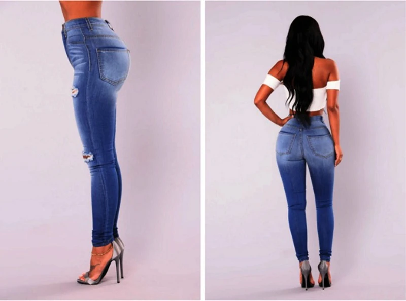 2018 выгодное предложение Женская мода джинсы Для Женщин Середине Талии Тощий Карандаш Джинсовые штаны Для женщин рваные тертые хлопковые