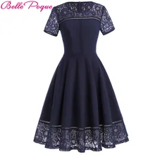 

Belle Poque 2017 Summer Party Sexy Lace Dress Women Plus Size Short Sleeve Tea Vestidos Swing Pin up Robe Femme Vintage Jurk