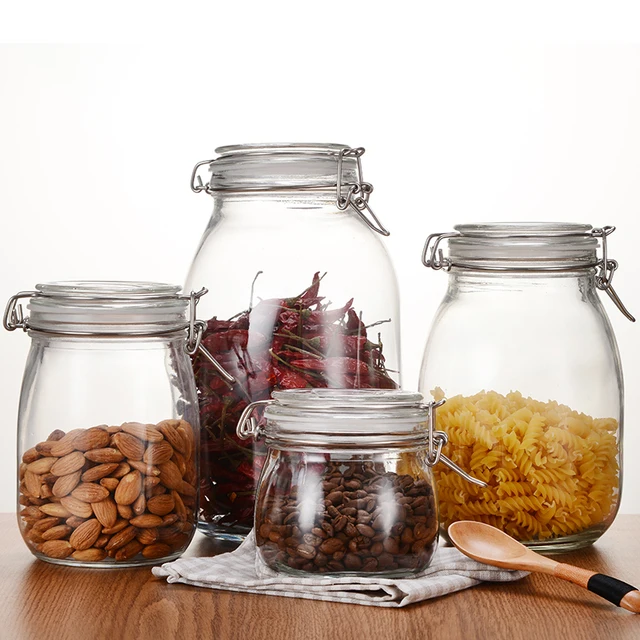 reinforced glass canning jar wide mouth food storage jar with lock