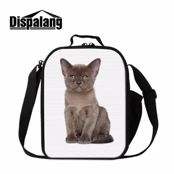 

Dispalang Pet Animal Preschool Students Lunchbox For School Grey Cat Women Isothermal Lunch Bag Handle Meal Packag Cooler Bag