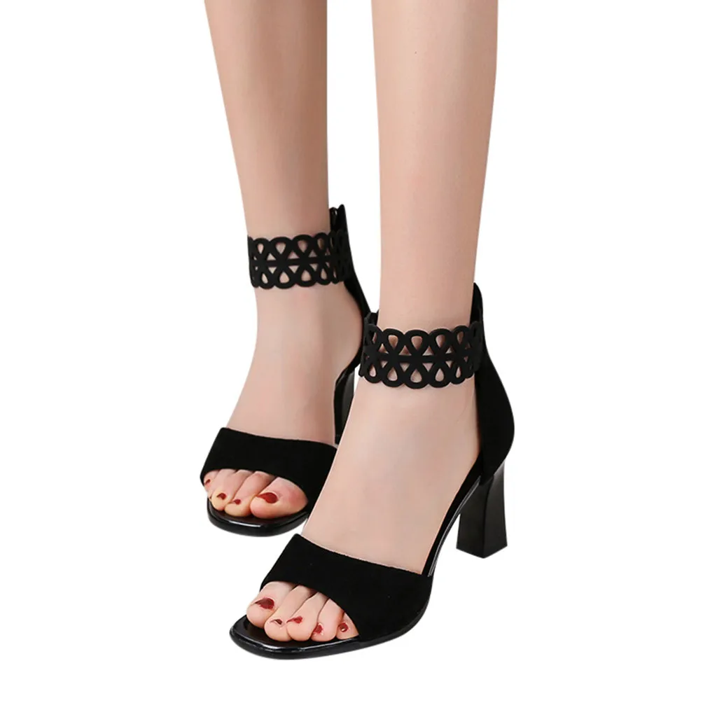 Для женщин сандалии модные Повседневное в римском стиле с открытым носком; босоножки на высоком каблуке квадратный каблук ботильоны женские босоножки plateforme# N3