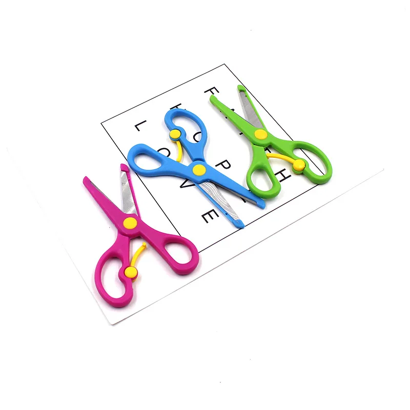 

New 1 high quality mini safety plastic round head scissors student children kindergarten school paper cutting supplies