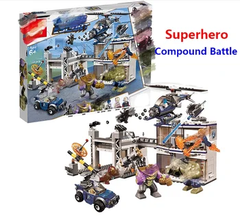 

Marvels Avengers Compound Battle Superhero endgame Playset Thanos Hulk Iron Man Captain Nebula figure Compatible 76131 Blocks