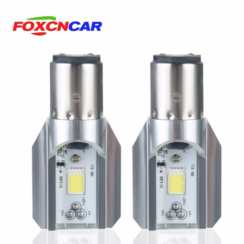 Foxcncar Ba20d мотоциклетные светодиодные лампы для фар H6 COB Moto передние аксессуары