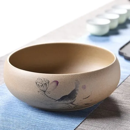 Китайский стиль керамики фиолетовый; песок керамика Большой чай мыть Ручка мыть стакана воды Чаша чай горшок чайный сервиз аксессуары большой - Цвет: 03 Style