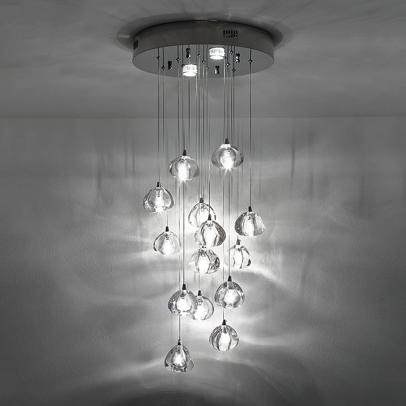 

Clear Crystal Ball Pendant Lights Hardware Canopy 5 Lamps 14 Light Livingroom Bedroom Hotel Art Decoration LED G4 light Fixture