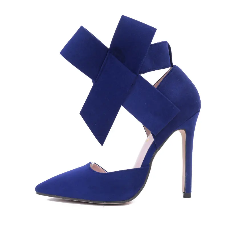 HAIYUELI New spring summer fashion sexy big bow pointed toe high heels sandals shoes woman ladies wedding party pumps dress shoe