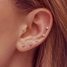 Летнее Новое поступление, серьги Brinco, милые ювелирные изделия, нежные серьги-гвоздики для девушек и женщин, крошечные Cz Цветочные 925 пробы, маленькая серьга в стиле «минимализм»