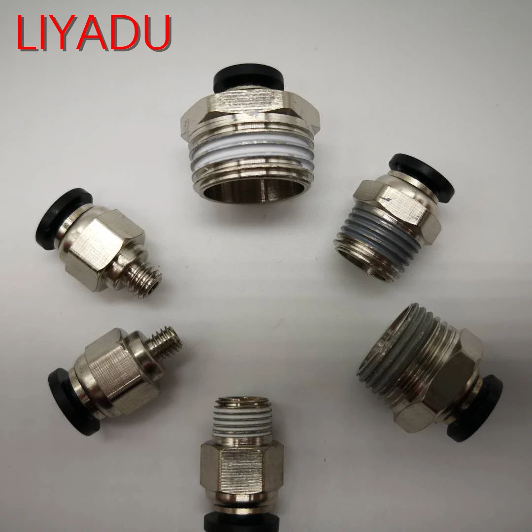 

10PCS Pneumatic Fittings PC6 Male thread -M5 M6 1/8 1/4 01 02 to Tube push air tube Straight connection 6mm