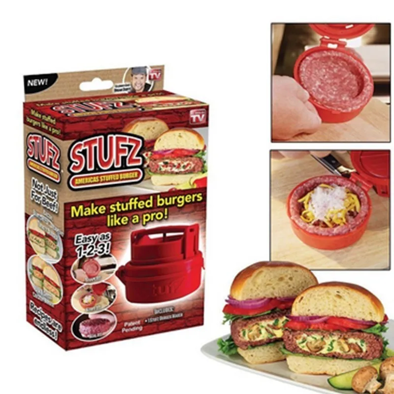 Пресс для гамбургеров с начинкой чайник красный гамбургер гриль барбекю котлета мясной пресс-гриль дорожный прессы для говядины Кухня гаджет