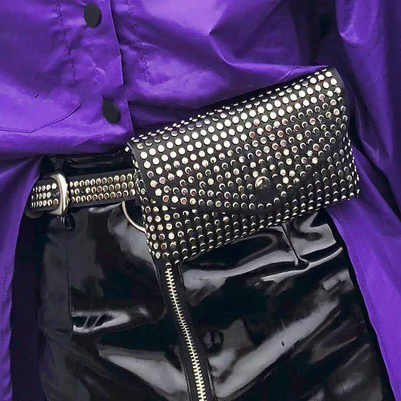 

Fashion Rivets Waist Pack New Luxury Designer Fanny Pack Small Women Waist Bag Phone Pouch Punk Belt Bag Purse Wallets