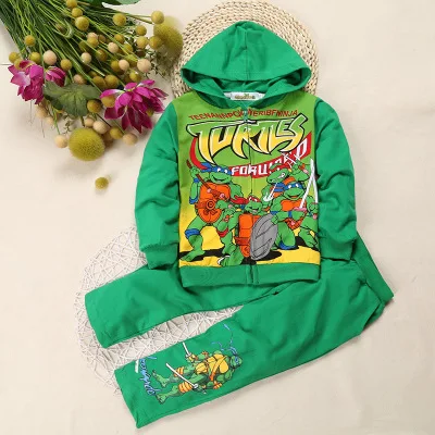 

2019 New style Boys Girls Clothes Sets Ninja Turtle Print Hooded Suit children Jacket Costume set For Kids sports suits 2T-9T