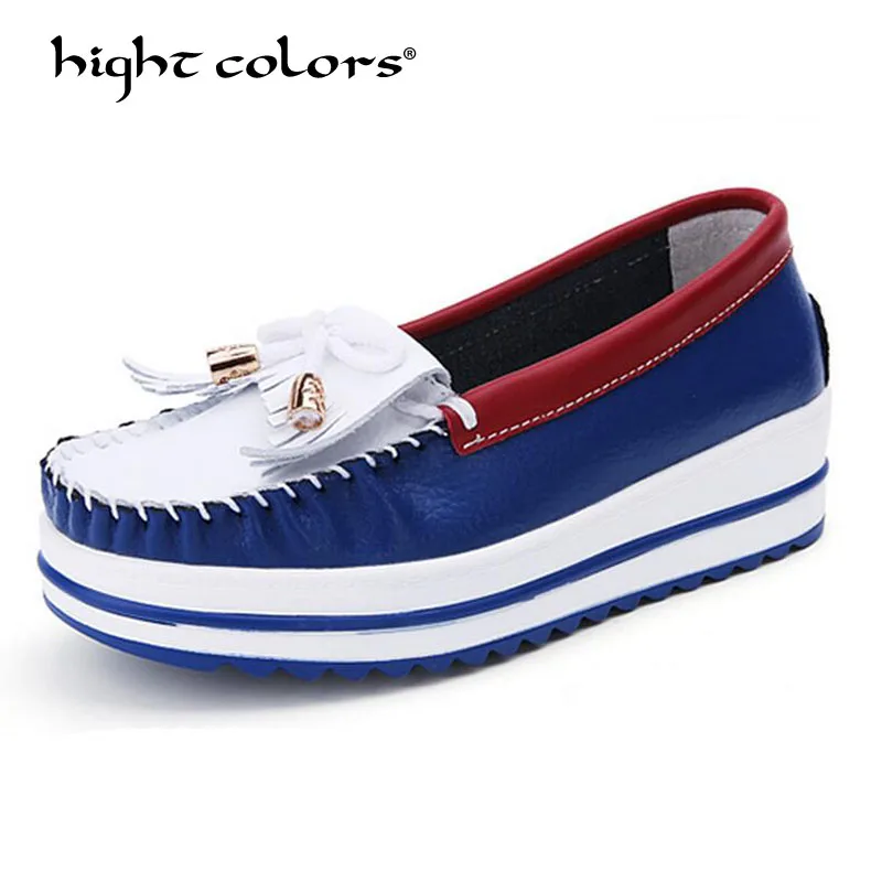 

Alakazamp Brand 2019 Spring Women Platform Shoes Woman Genuine Leather Flats Slip-On Female Flat Loafers Shoes For Women F888