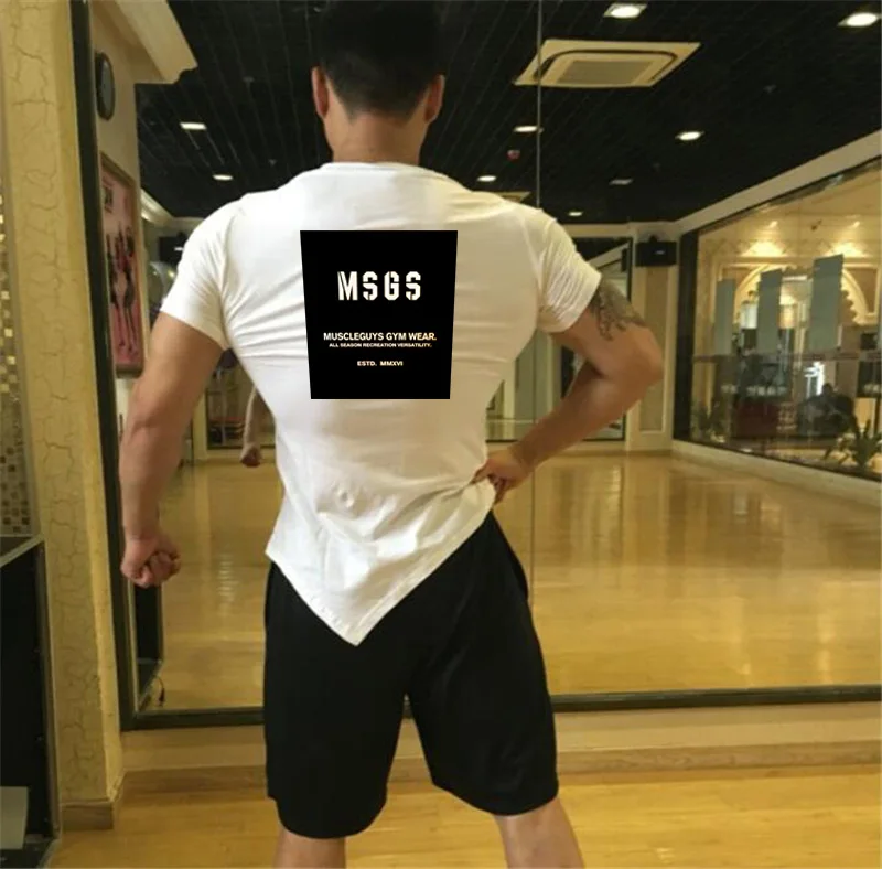 Muscleguys العلامة التجارية الحيوان الجمنازيوم الملابس اللياقة البدنية تي شيرت كمال الاجسام لا ألم ولا ربح الوحش طباعة قميص الرجال نجوم النادي ا...