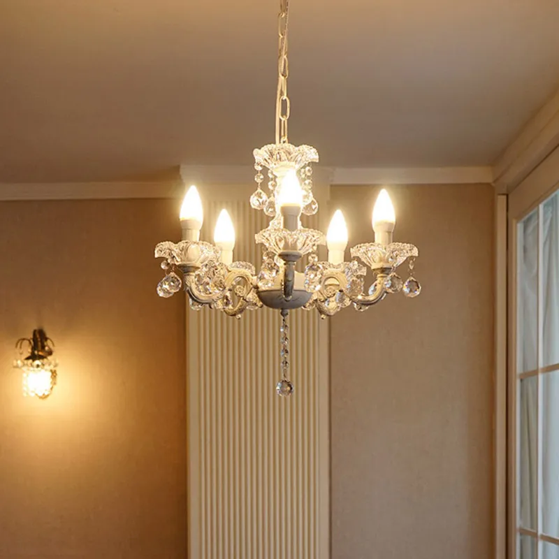 Candelabro de vela blanca de jardín coreano moderno, lámpara led de Cristal de princesa para