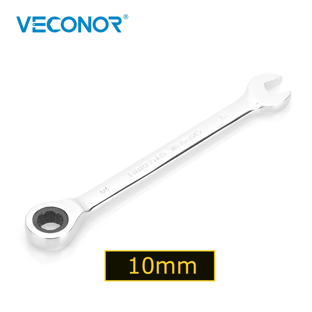 

Veconor 10mm Open End Ratchet Wrench Fixed Head Full Polished Ratcheting Spanner Chrome Vanadium Auto Repair Hand Tools 10 mm