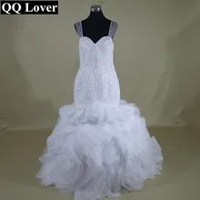 QQ Lover 2017 Luxury Beaded Ruffles Mermaid Wedding Dresses Sheer Back Bridal Gown Vestido De Novia