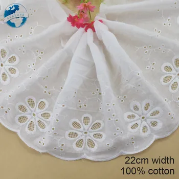

22cm width 100% Cotton embroid lace sewing ribbon guipure trim wedding lace DIY Garment Accessories french african doll lace3918