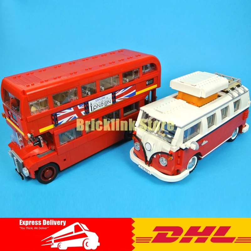 

LEPIN Technic Series 21001 Volkswagen T1 Camper Van +21045 London Bus Building Blocks Bricks Toys 10220 10258