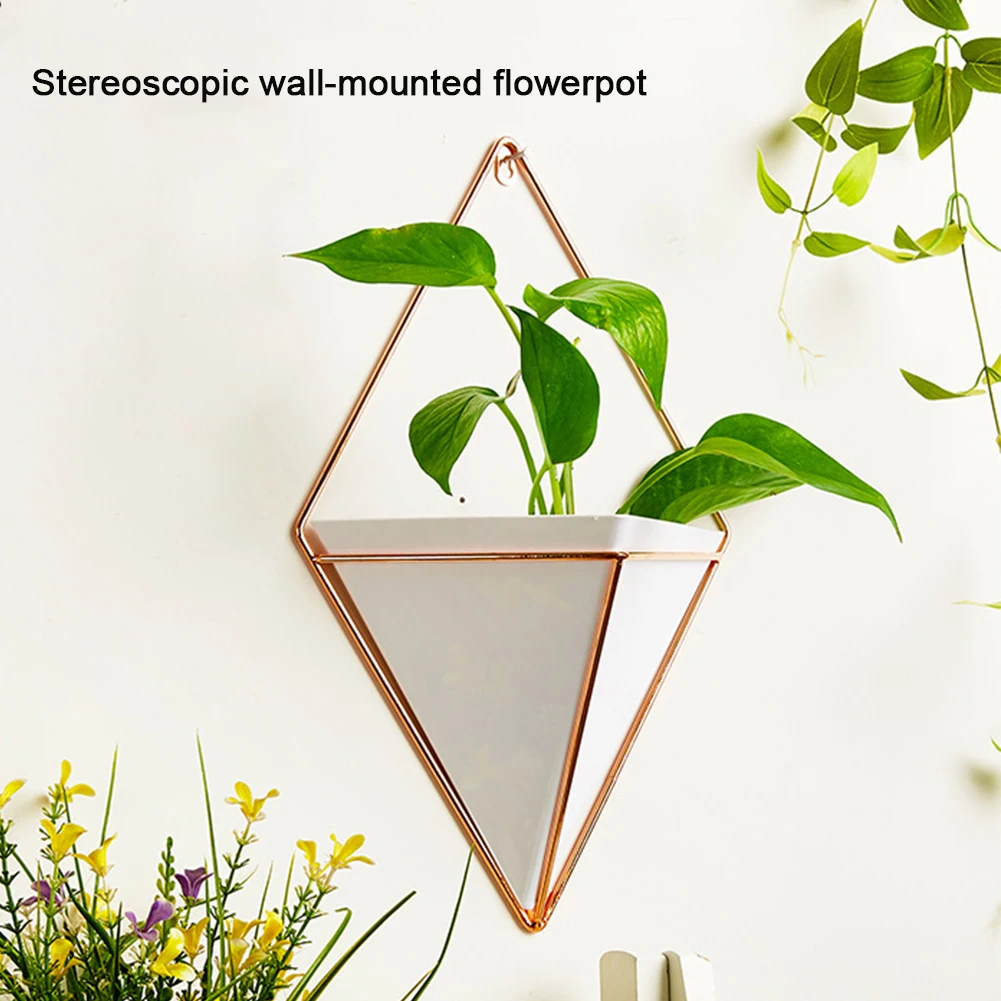 

Home Office Wall Hanging Vase DIY Balcony Plant Holder Succulents Container Decoration Living Room Flower Pot Geometric Indoor