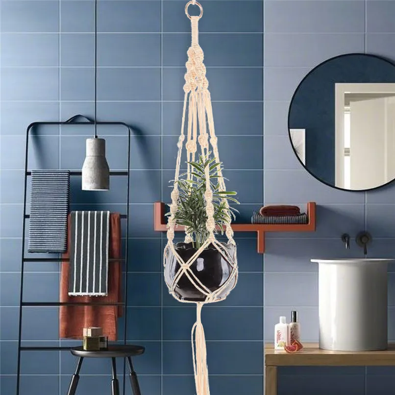 Macrame Plant Hangers Hanging Basket Hanging Plant Holder Bohemian Decor Plant Net bag wall hanging basket #2l16 (6)