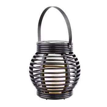 

IP65 LED Solar Light Outdoor Wireless Solar Powered Black Rattan Lantern Solar Garden Lamp for Wedding Cafe Balcony Decoration