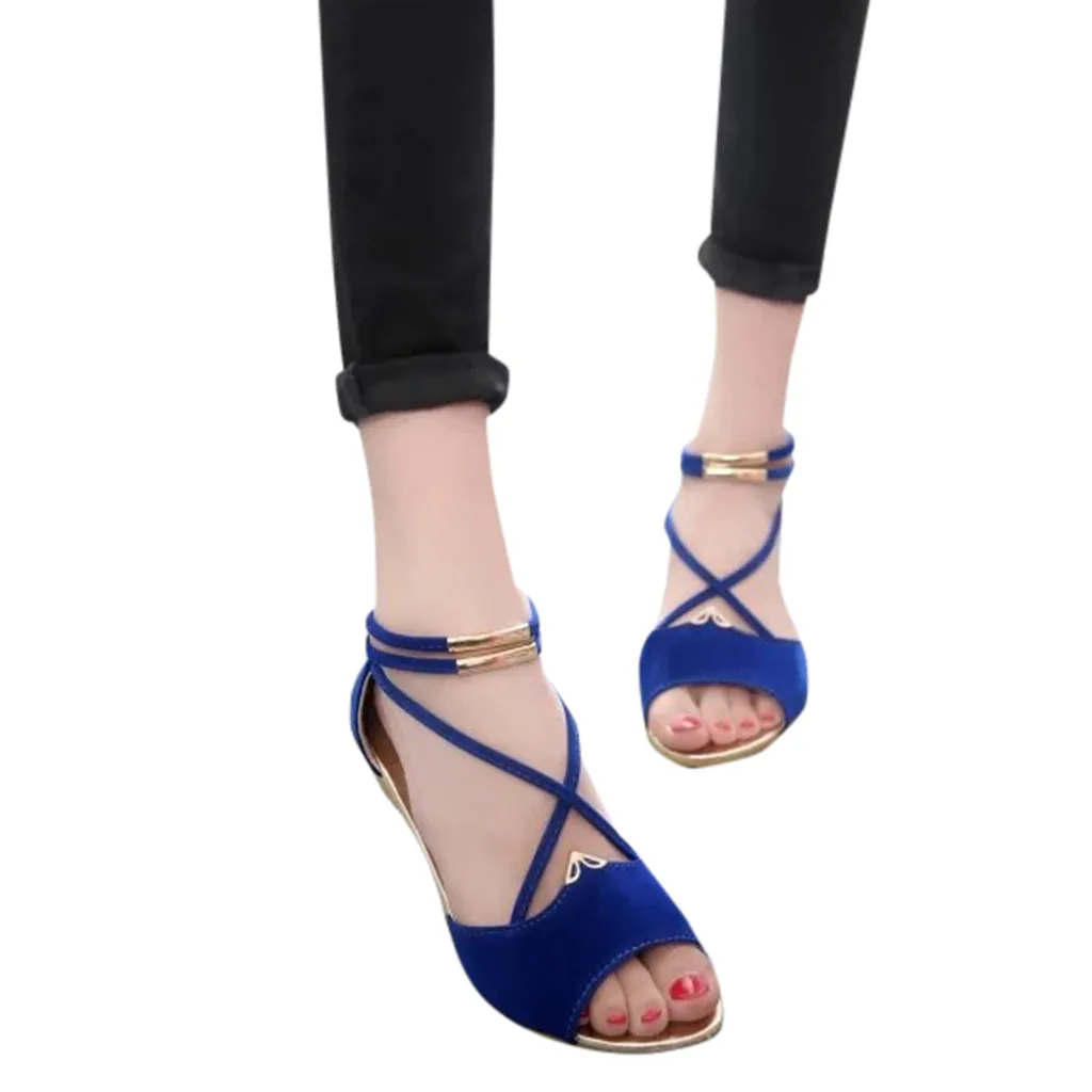 

YOUYEDIAN Women's Sandals Summer 2019 Solid Suede Wedge Fish Mouth Cross Strap Sandals Roman Corduroy Shoes For Feminino #g25