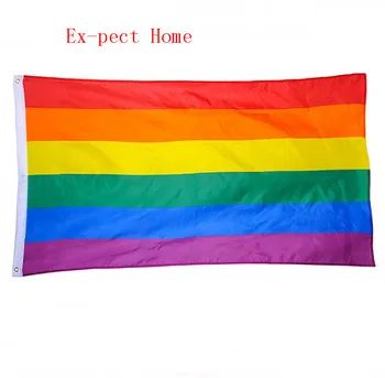 

200PCS Rainbow Flags Lesbian Gay Parade Banners LGBT Pride Flag Polyester Colorful Rainbow Flag for Decoration 90x150cm