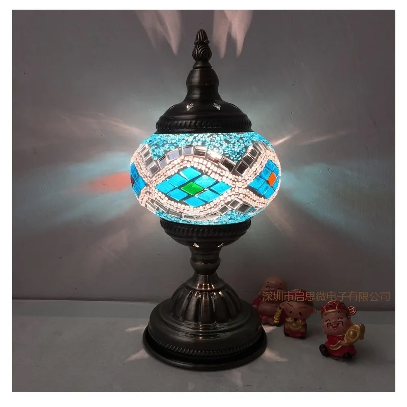 Preise Mediterranen stil Art Deco Türkische Mosaik Tisch Lampe Handarbeit mosaik Glas romantische bett licht