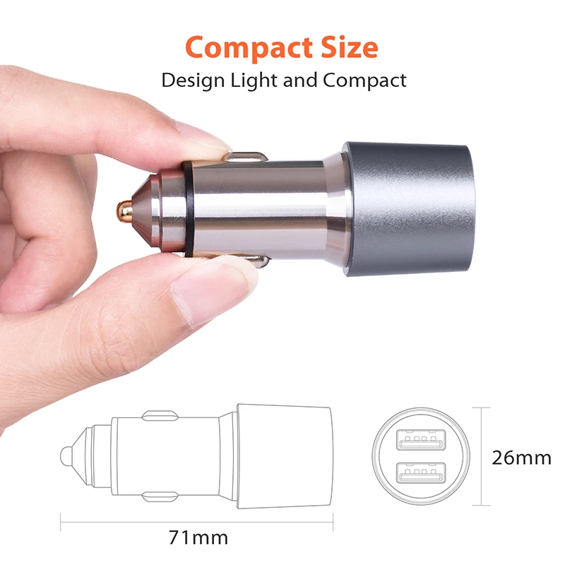 

QC3.0 car charger 5V/3A dual USB Quick charger 9V/2A 12V/1.5A MI quick car charger + 2A Magcle cable Fast charging